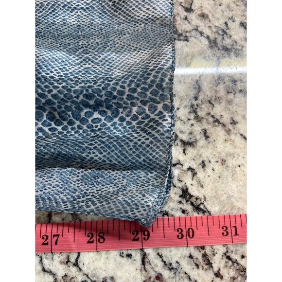 Womens Rectangle Scarf Blue Snake Print Lightweight Sheer Mob Wife - Picture 5 of 6